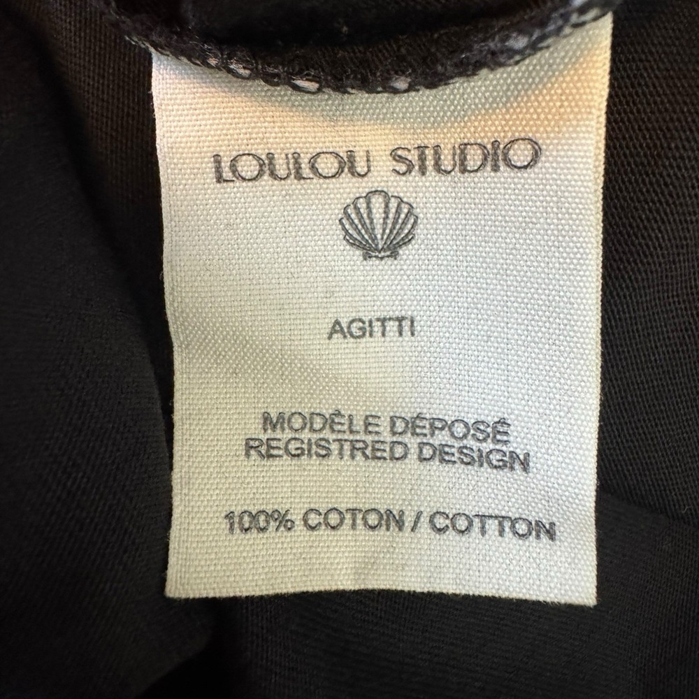 LouLou Studio Agitti Maxi Dress Black Cotton Asymmetric One Shoulder Sz S - Picture 5 of 6